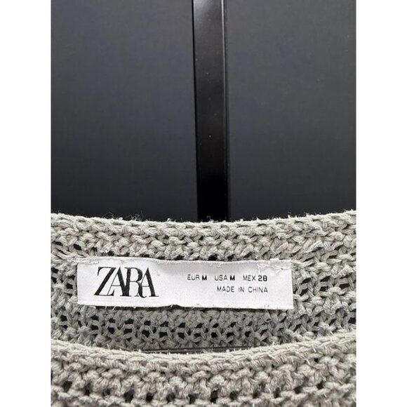 Zara Steel Grey Pineapple Applique Crewneck Crochet Top - Picture 4 of 6